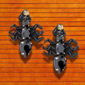 Charlotte's Web Spider Beaded Austrian Crystal & CZ Halloween Goth Earrings